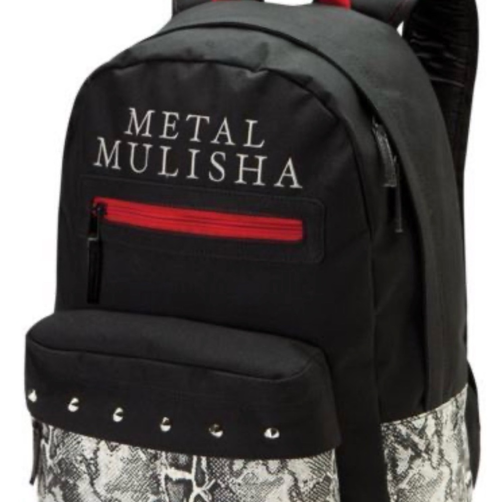 Rare New with tag Metal Mulisha Black and Gray Backpack Studs Red Y2K Vintage
